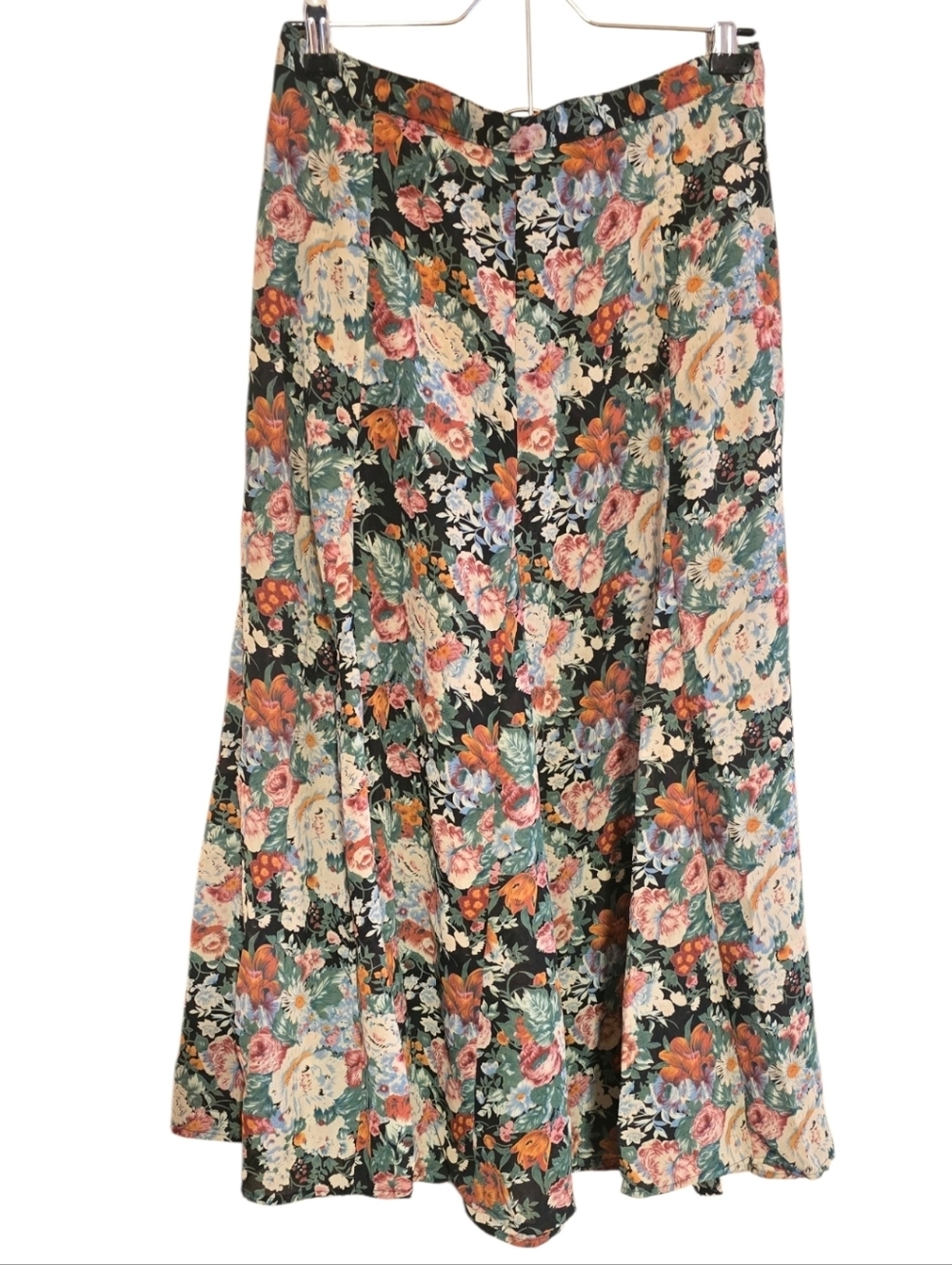 Vintage ZZ Michaels Floral Maxi Skirt Whimsigoth Cottagecore Dark Botanical - Picture 2 of 13